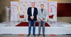 SAB CEO Richard Rivett-Carnac with AB InBev CEO Michel Doukeris. Source: Supplied
