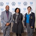 L – R: Busisiwe Ngxeze (Newell High School), Ernest Gorgonzola (District Director, Eastern Cape Department of Education), Nonkqubela Maliza (Director of Corporate and Government Affairs, VWSA) and Carryn Thomas (Uitenhage High School).