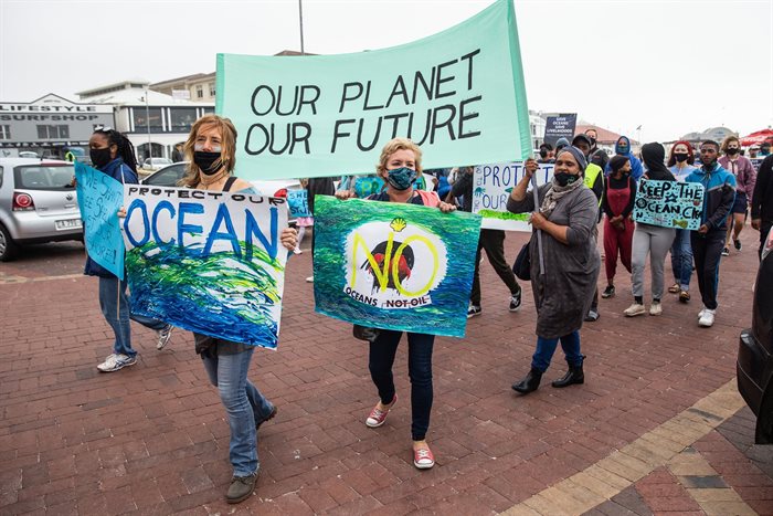 Protesters in Muizenberg, Cape Town call for Shell’s seismic survey on the Wild Coast to be stopped. Archive photo: Ashraf Hendricks