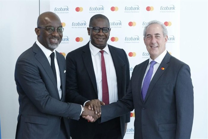Source: Supplied | From left to right: Harry Aithnard, Regional Executive Director of UEMOA, Ecobank, Solomon Quaynor, Vice President for Private Sector, Infrastructure and Industrialization, African Development Bank Group and Michael Froman, Vice Chairman and President, Strategic Growth for Mastercard.