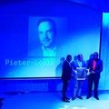 Sbu Ngala, chairperson of Sanef, Daily Maverick’s Pieter-Louis Myburgh winning Story of the Year for Digital Vibes, and Standard Bank CEO, Lungisa Fuzile