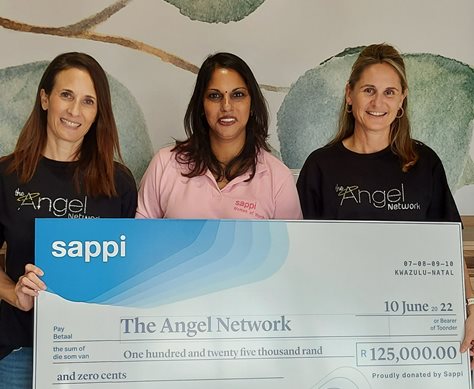 “Phase two of our flood relief efforts will be helping families who have lost everything to rebuild from scratch and this is where your Sappi funding will be used,” said Tanya Altshuler and Rachel Kinloch from The Angel Network on receiving their cheque