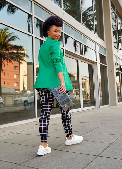 Digital strategist and content marketing specialist, Tokelo Motsepe, wears Bata’s Tomy sneaker as part of the brand’s #SuitYourSneakers campaign this Women’s Month