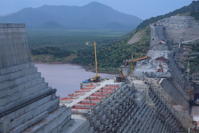 Ethiopia's Grand Renaissance Dam is seen as it undergoes construction work on the river Nile in Guba Woreda, Benishangul Gumuz Region, Ethiopia. 2019. Reuters/Tiksa Negeri