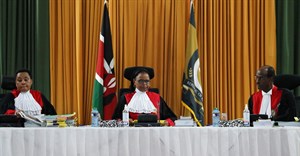 Image: Kenya's Supreme Court judges led by Chief Justice Martha Koome flanked by her deputy, Philomena Mwilu and Supreme Court judge Mohammed Ibrahim attend the final hearing day over a petition seeking to invalidate the outcome of the recent presidential election, at the Supreme Court in Nairobi, Kenya 2 September 2022. Reuters/Thomas Mukoya