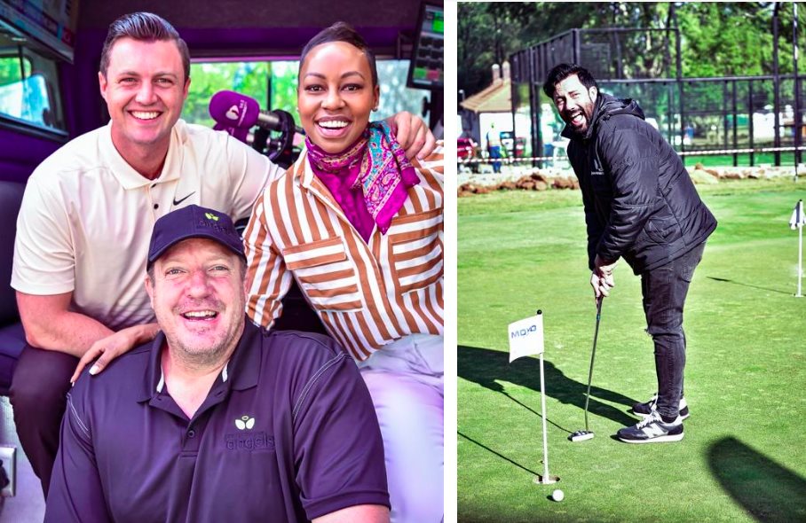 Mike Usendorf, director of Golf at Irene Country Club, Elana Afrika-Bredenkamp, Bakkies Botha, and Martin Bester celebrate over R2,5m raised at the Good Morning Angels Golf Day 2022