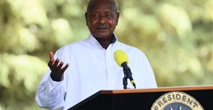Source: Reuters. Ugandan President Yoweri Museveni attends a news conference.