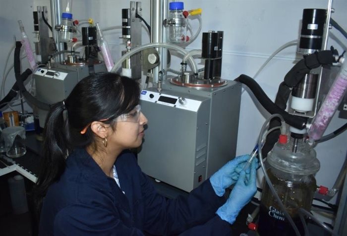 Kathija Shaik in the laboratory at the UCT Department of Chemical Engineering