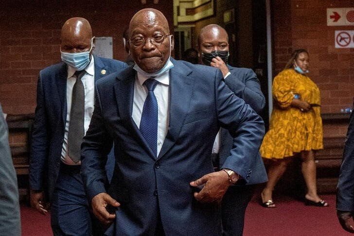 Former South African President Jacob Zuma enters the High Court in Pietermaritzburg, South Africa, 31 January 2022. Jerome Delay/Pool via Reuters/File Photo