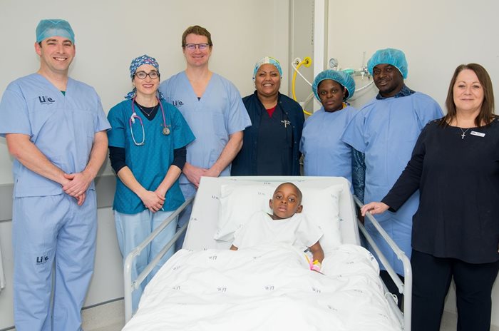 Source: Supplied. The Life Orthopaedic Hospital team involved in the groundbreaking new orthopaedic surgery that forefronts young patients' quality of life.