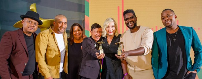 Savanna brand team and WPP Liquid member receiving gold at the Loeries 2022 for Jab Jab