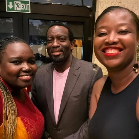 Cassie Jaganyi communications leader for P&G sub-Saharan Africa with Tshepo Mahloele, chief executive officer at Harith General Partners and Leorna Moya, P&G's SSA PR consultant