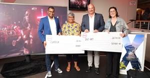 Source: Supplied. Cape Town Tourism chief executive officer, Enver Duminy; IC Africa founder, Ingrid Carelse; mayoral committee member for economic growth, Alderman James Vos and Philippa Taylor, office manager at Baz-Art.