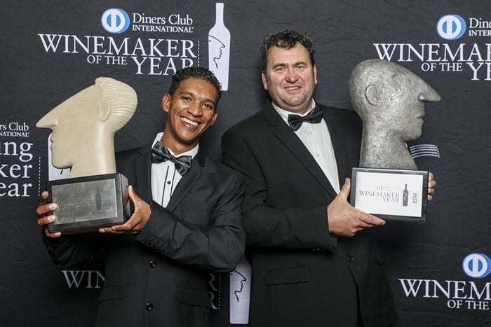 Source: Supplied | From left to right: 2022 Diners Club Young Winemaker and Winemaker of the Year - Jerome van Rooi (Cederberg) and Conrad Vlok (Strandveld).