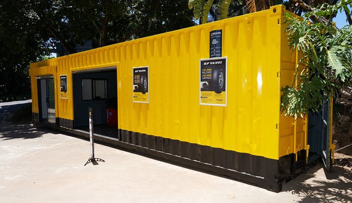 With Dunlop’s Business in a Box, successful candidates take ownership of a tailor-made and fully-fitted 12 metre Dunlop branded container complete with equipment, retail software, startup stock and point-of-sale material. It includes a reception area, a workshop with tyre changing equipment, and a storage facility stocked with tyres