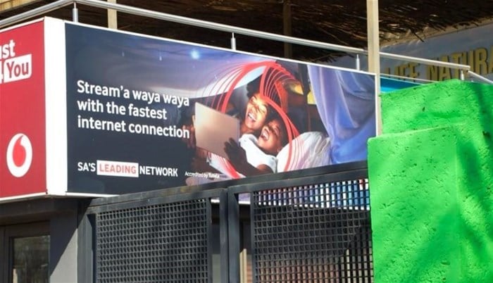 A Vodacom Soweto Takeover billboard at Nexdoor, Vilakazi Street