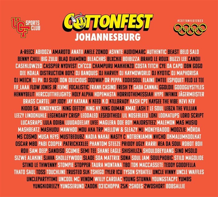 Cotton Fest announces Johannesburg lineup