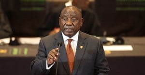 Source: Reuters. President Cyril Ramaphosa delivering his Sona address in parliament.
