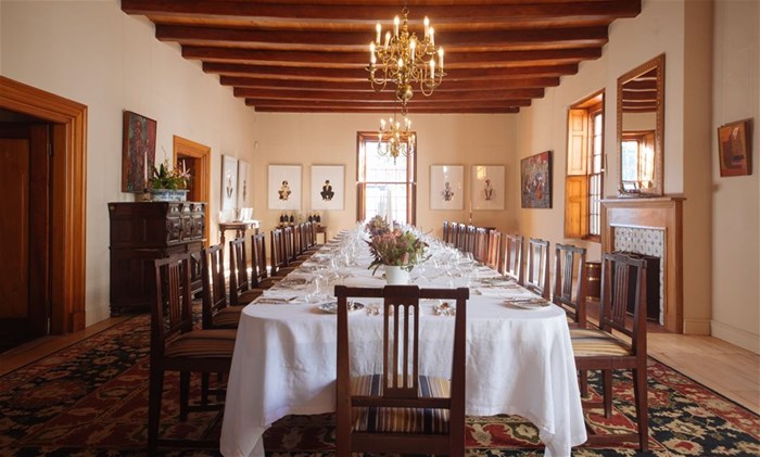 The Manor House's dining room at Spier Wine Farm. Image supplied