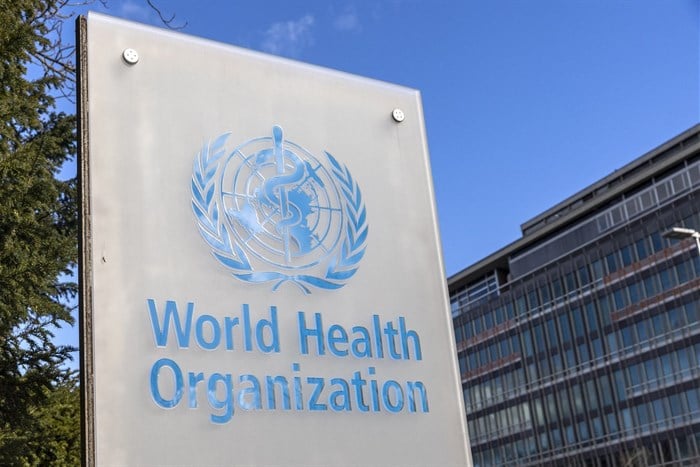 The World Health Organisation (WHO) logo is seen near its headquarters in Geneva, Switzerland, 2 February 2023. Reuters/Denis Balibouse