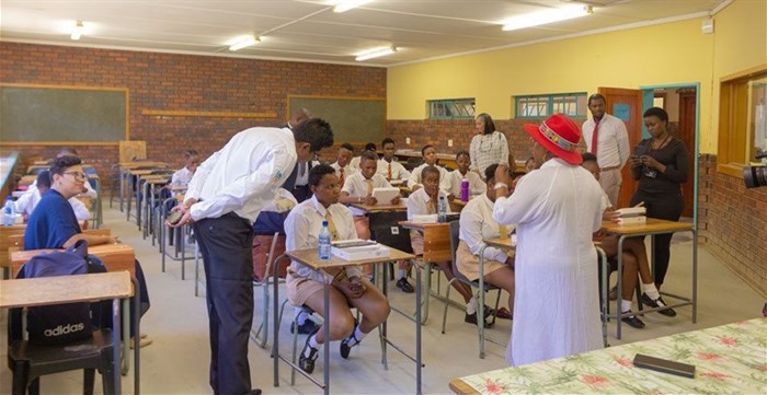 Vuyolwethu Secondary School matriculants learning their way around the app. Image supplied
