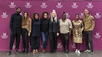 Image supplied. (left to right) AuthenticA Series Lab 2022 participant Tony Sebastian Ukpo, Penny Christodoulou Storyboard Collective, mentor Mehret Mandefro, story consultant Selina Ukwuoma, 2022 participant Chantel Clark, 2022 participant Jessica Leanne Hagan, 2022participant Angela Wanjiku Wamai and programme director Elias Ribeiro