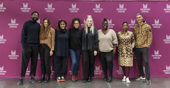 Image supplied. (left to right) AuthenticA Series Lab 2022 participant Tony Sebastian Ukpo, Penny Christodoulou Storyboard Collective, mentor Mehret Mandefro, story consultant Selina Ukwuoma, 2022 participant Chantel Clark, 2022 participant Jessica Leanne Hagan, 2022participant Angela Wanjiku Wamai and programme director Elias Ribeiro