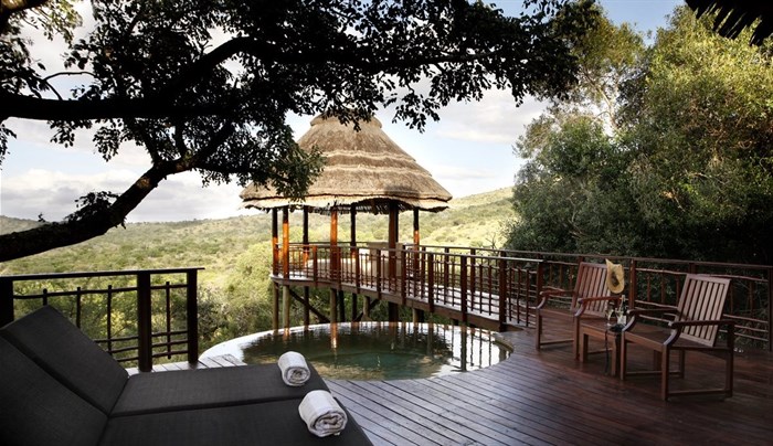 Outside your suite is your own plunge pool (heated) and lounging area as well private boma (Image supplied)