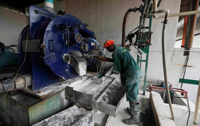 A worker of Psaltry International works on the production line of starch at a factory in Oyo, Nigeria. Source: Reuters/Temilade Adelaja