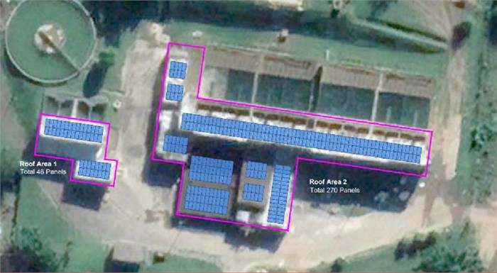Proposed rooftop solar panels at the Sundumbili water treatment works. Source: Supplied