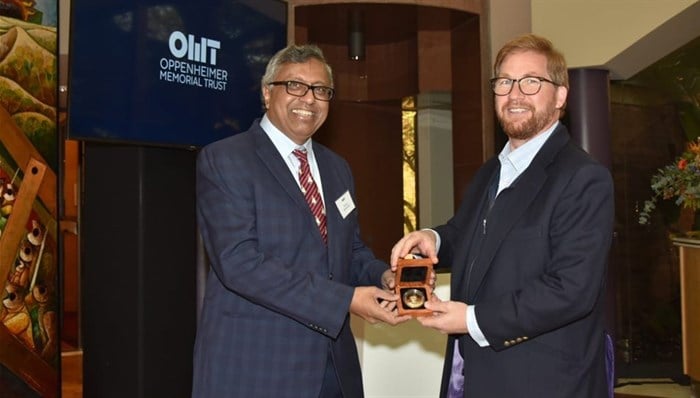 Professor Sunil Maharaj (left) has been honoured with the Annual Harry Oppenheimer Fellowship Award. Image supplied