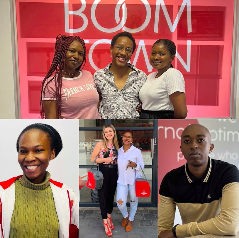 Top: Boomtown JHB from left Noma Mhlanga, Lindelani Dlamini and Sinakho Manxiwa | Bottom left: Boomtown JHB, Pontsho Lintoor, centre: Boomtown PE, Saskia Smith and Anelisa Maneli and right: Boomtown JHB, Zibusiso Dube.