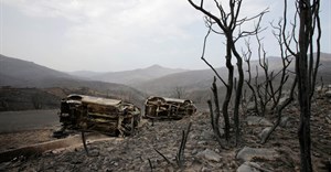 Burnt trees and vehicles are pictured in the aftermath of a wildfire in Bejaia, Algeria, 25 July 2023. Reuters/Ramzi Boudina