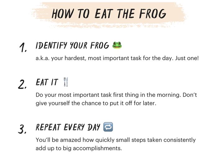Summary: how to eat the frog. Source: Todoist