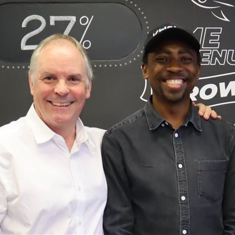 CEO of Structured Finance Solutions at FNB and Edge Growth-managed Vumela Fund trustee Mike Sage, and Murendeni Mafumo, founder of Kusini Water