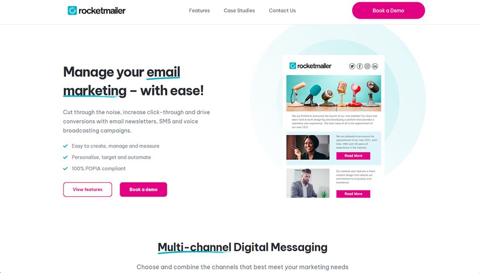 Rocketmailer launches new website for its bulk email marketing and multi-channel messaging platform