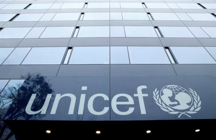 File photo: A Unicef logo is pictured outside their offices in Geneva, Switzerland, 30 January 2017. Reuters/Denis Balibouse/File Photo