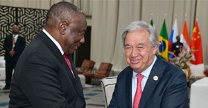 Source: Supplied. SA President Cyril Ramaphosa in a pull-aside meeting with UN Secretary General HE António Guterres on the margins of the Brics-Africa Outreach and Brics Plus Dialogue which took place at the Sandton Convention Centre in Johannesburg.