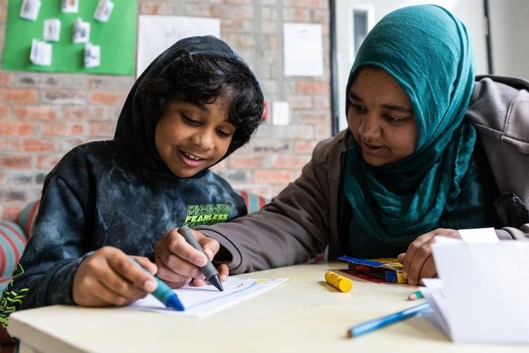Nine-year-old Uthmaan and his sister Munashrah Blake from Grassy Park participate in a ‘writing with children’ workshop at the Early Literacy Festival hosted by Wordworks on 16 September. Photos: Ashraf Hendricks