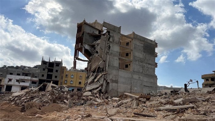 A view shows destroyed buildings, in the aftermath of the floods in Derna, Libya - 18 September 2023. Reuters/Ahmed Elumami