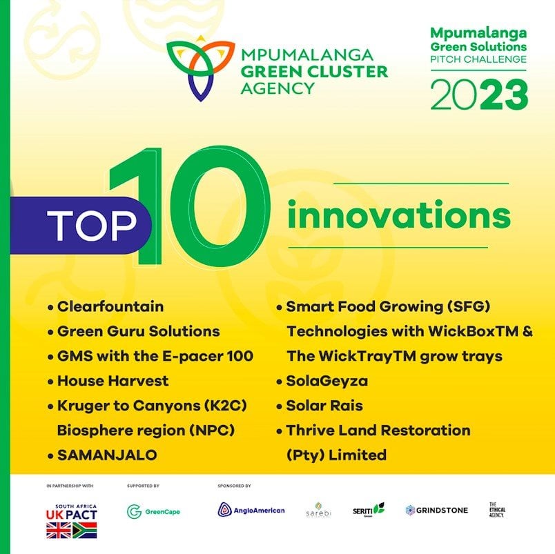Top 10 finalists announced for first 2023 Mpumalanga green solutions pitch challenge