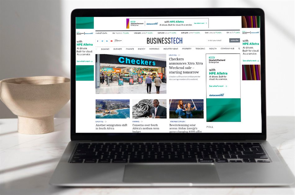 Homepage takeovers on BusinessTech: Reach South African business decision-makers