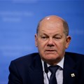German Chancellor Olaf Scholz attends a press conference on the day of a European Union leaders summit in Brussels. Source: Reuters/Johanna Geron