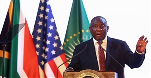 President Cyril Ramaphosa gestures during the opening of the US-sub-Saharan Africa trade forum to discuss the future of the African Growth and Opportunity Act (AGOA), at the NASREC conference centre in Johannesburg. Source: Reuters/Siphiwe Sibeko