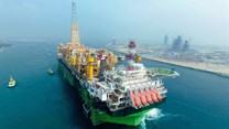 The massive (330m x 61m x 33.5m) Egina Floating Production Storage and Offloading (FPSO) vessel is a spread moored FPSO connected through a subsea production system to 44 wells (21 oil producers and 23 water injectors) via umbilicals, flow lines and risers. Source: TotalEnergies