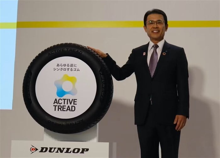 President Satoru Yamamoto, Sumitomo Rubber, announces all-season tyres