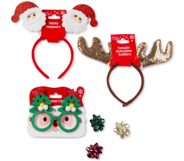 Santa Boppers, RSP R64.99 | Sequin Antlers, RSP R105.99 | Santa Glasses, RSP R89.99. Available at selected PNA stores, while stocks last, prices may vary per store.
