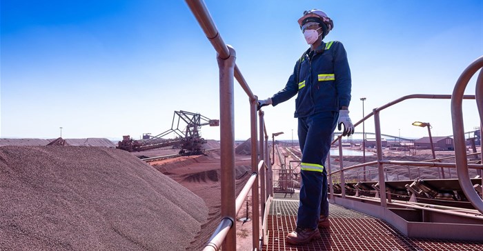 An Anglo American employee at the Kumba Iron Ore mine. Anglo signed an MOU with Swedish H2 Green Steel in April to use products from Kumba.