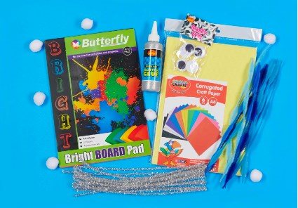 Butterfly Bright                                                                                        Paper Pad, RSP R46.99 ; Corrugated Craft Paper, RSP R33.99 ; Dala Glitter Glue, RSP R29.99 ; Dala Googly Eyes, RSP R13.99 ; Chenille Tinsel Pipecleaners, RSP R16.99 ; Chenille Wavey Pipecleaners, RSP R24.99. Available at selected PNA stores, while stocks last, prices may vary per store.