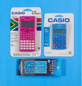 Casio Scientific Calculator, Enquire prices in-store ; Casio Pocket Calculator, Enquire prices in-store ; Helix Oxford Maths Set, RSP R59.99. Available at selected PNA stores, while stocks last, prices may vary per store.